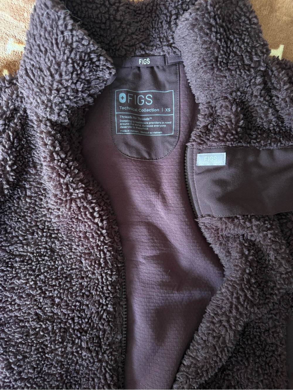 Figs Plush Sherpa Jacket in Espresso
